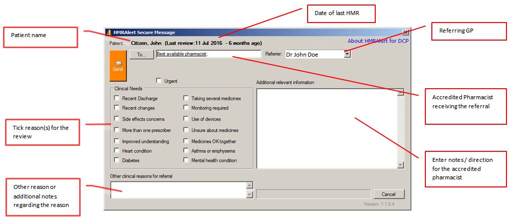 HMRAlert client for DCP